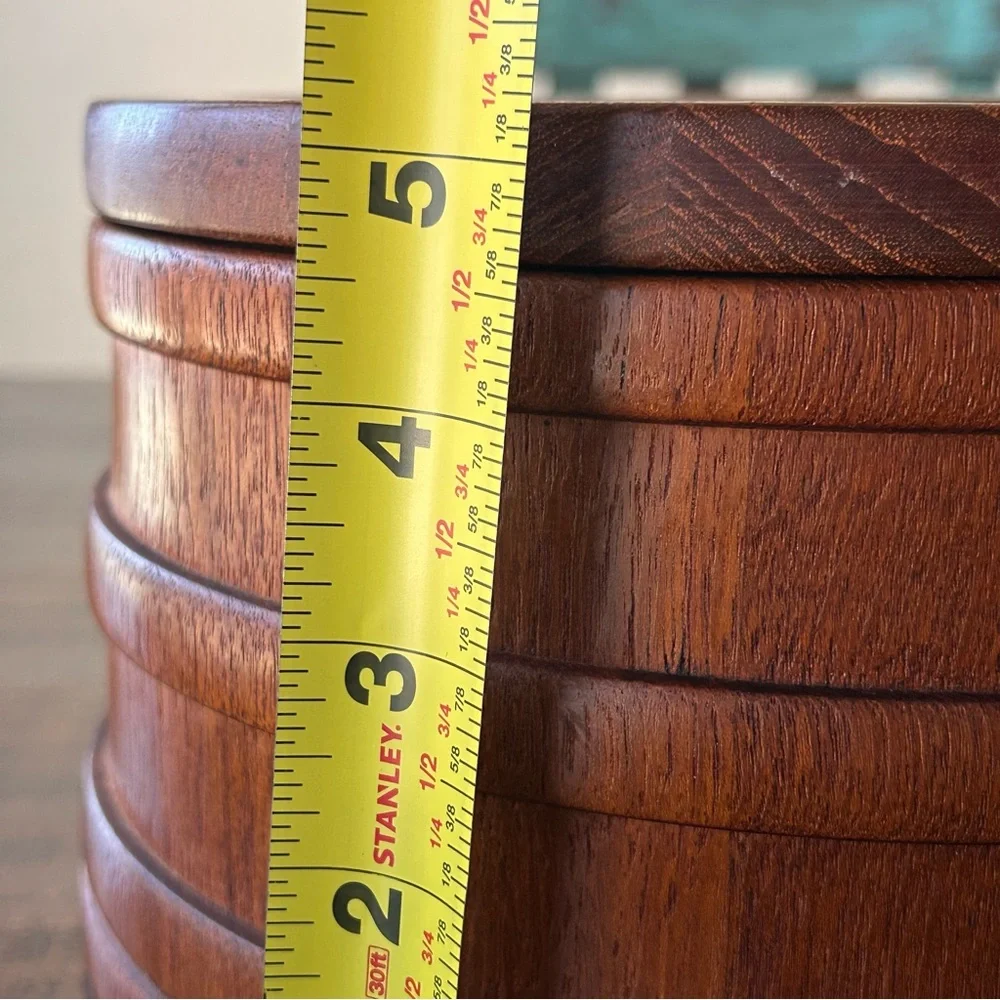 MCM Vintage Dansk Denmark Bent Wood Round 9” Teak Insulated Ice Bucket